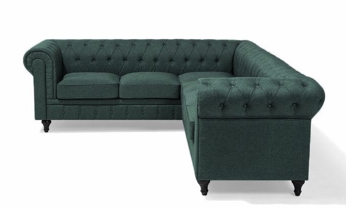 Диван Честер угловой Изумрудный